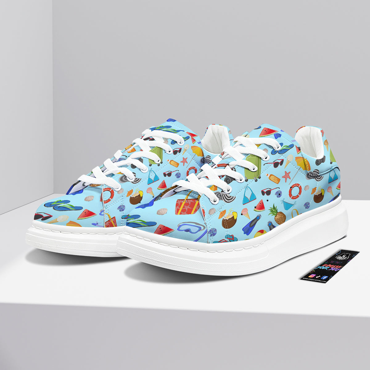 Summer Vacation Travel Print Pattern Platform Shoes-grizzshop