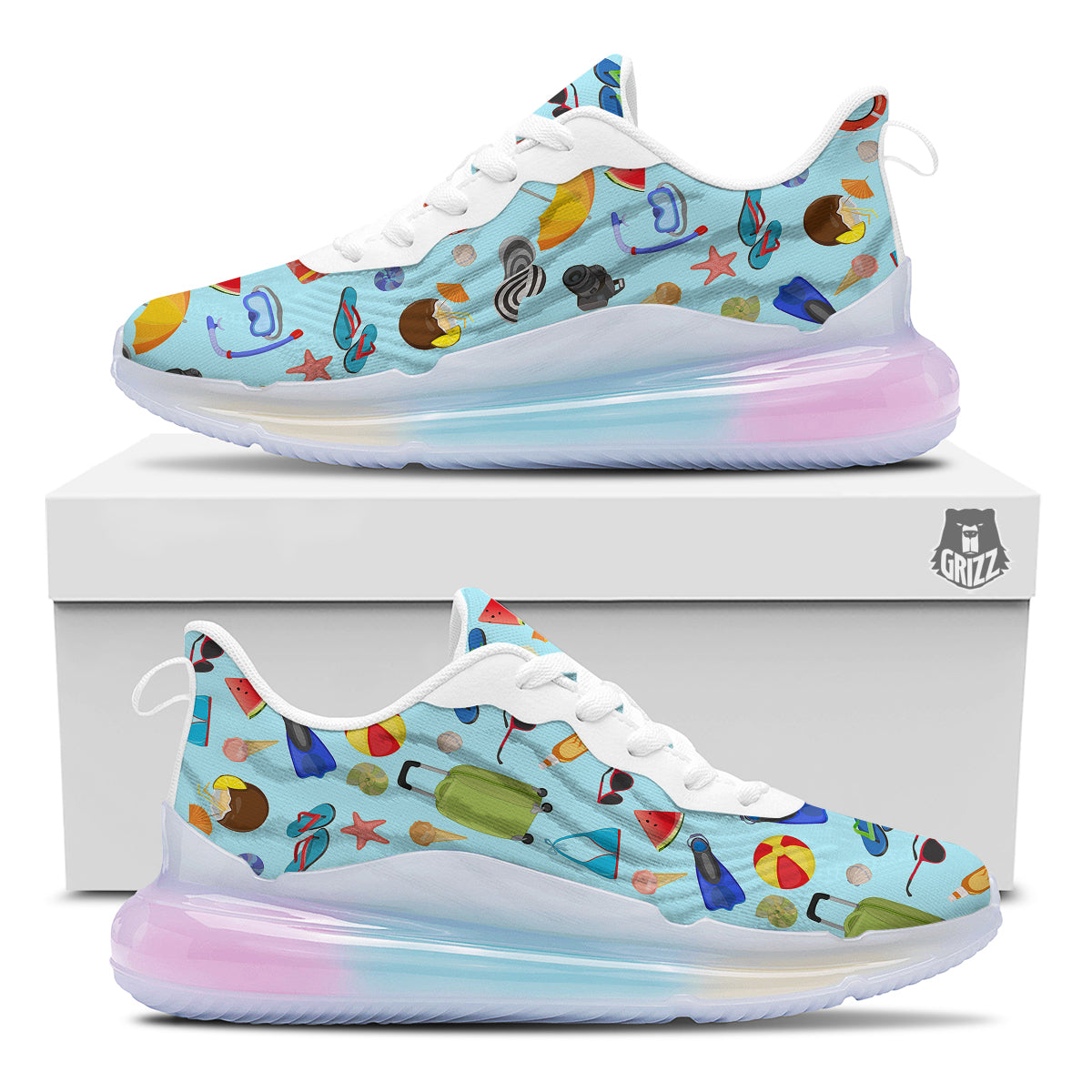 Summer Vacation Travel Print Pattern Running Sneakers-grizzshop