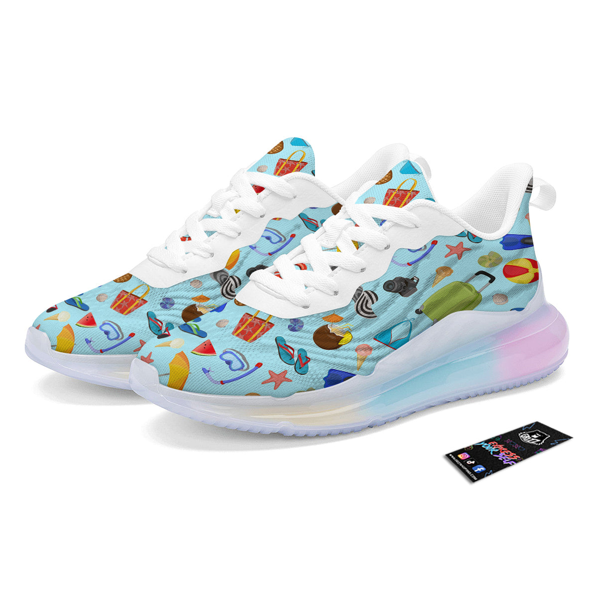 Summer Vacation Travel Print Pattern Running Sneakers-grizzshop