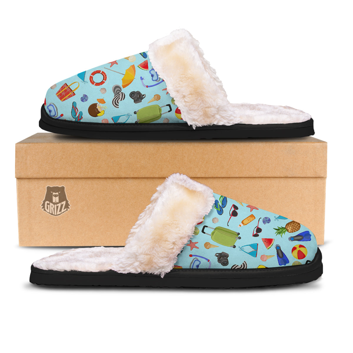 Summer Vacation Travel Print Pattern Slippers-grizzshop