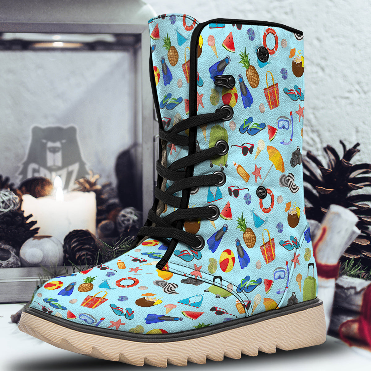 Summer Vacation Travel Print Pattern Snow Boots-grizzshop