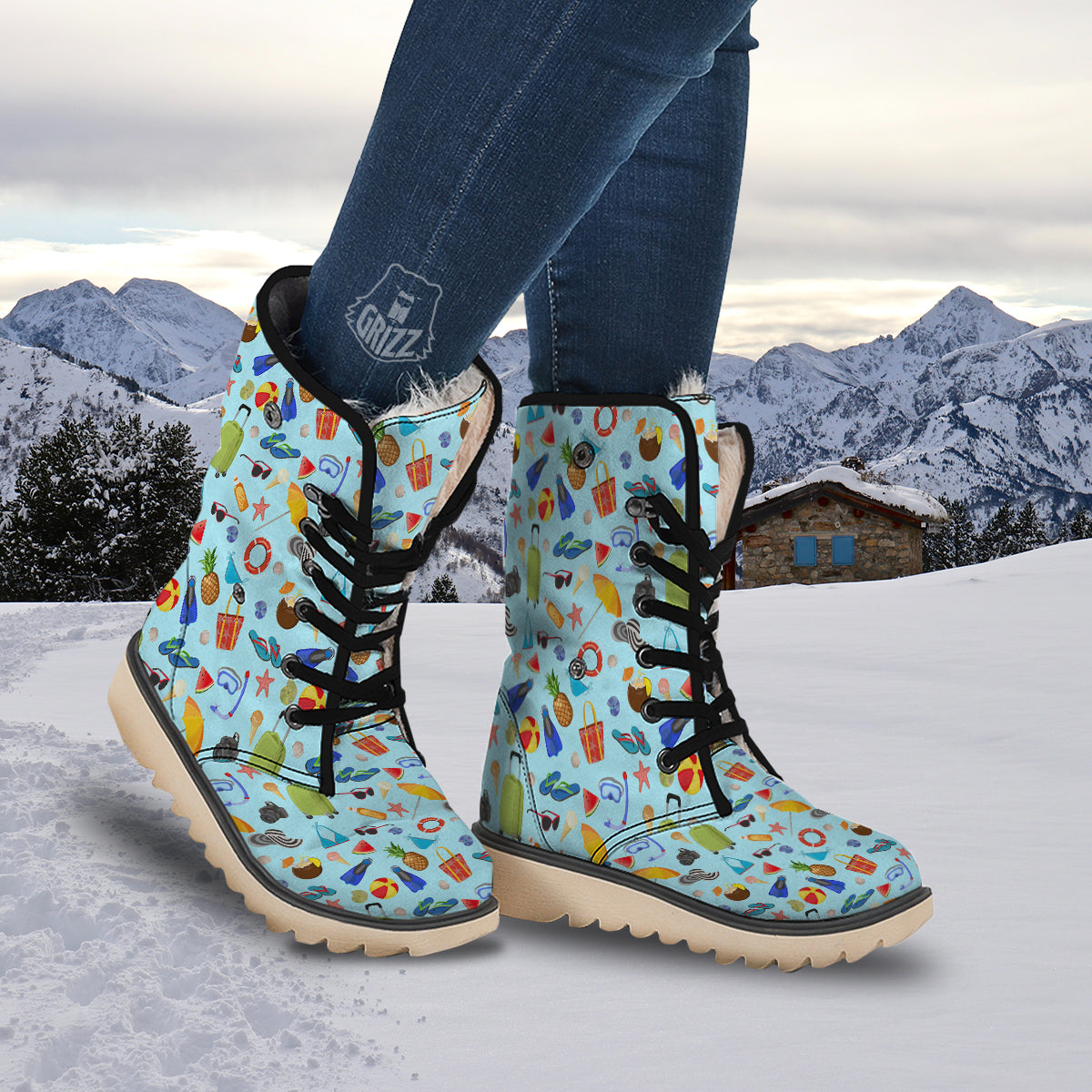 Summer Vacation Travel Print Pattern Snow Boots-grizzshop