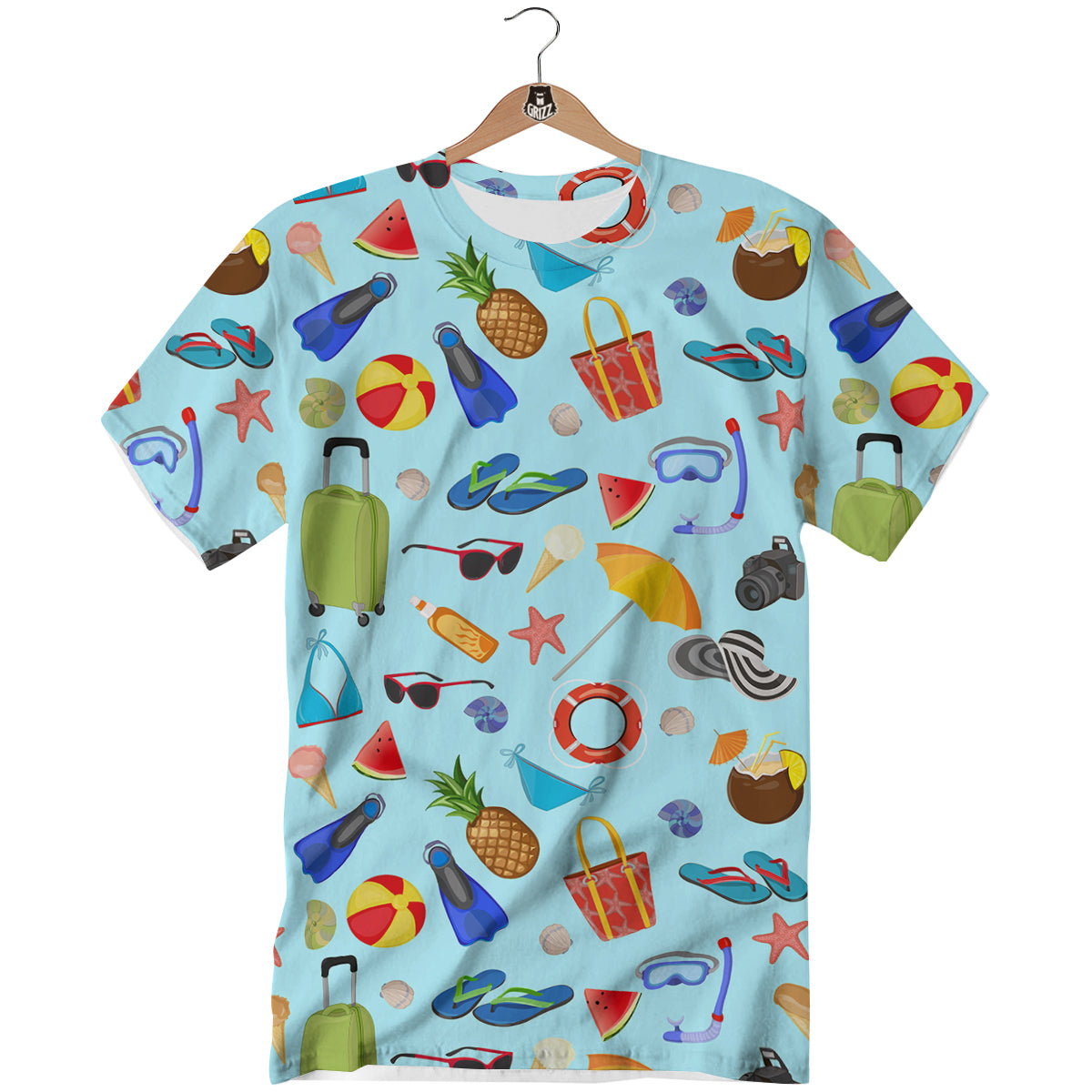 Summer Vacation Travel Print Pattern T-Shirt-grizzshop