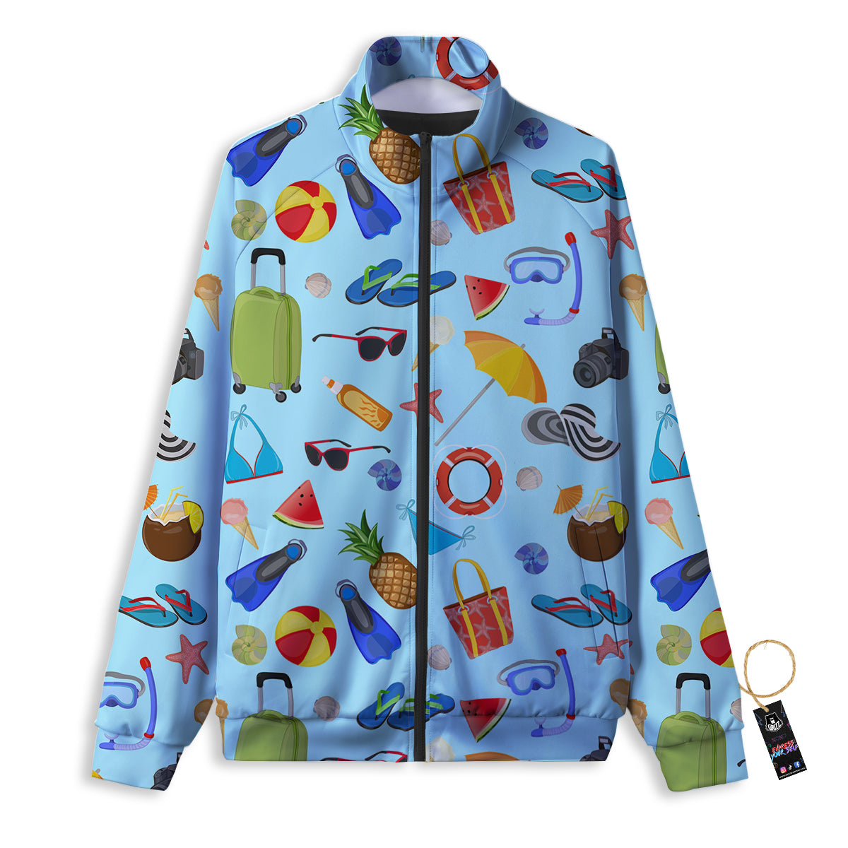 Summer Vacation Travel Print Pattern Track Jacket-grizzshop