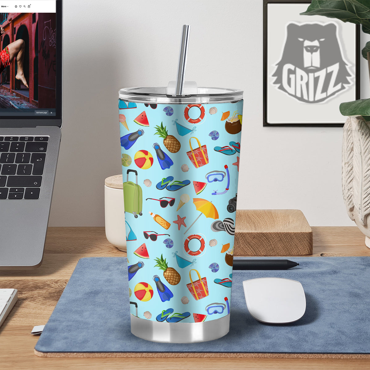 Summer Vacation Travel Print Pattern Tumbler-grizzshop