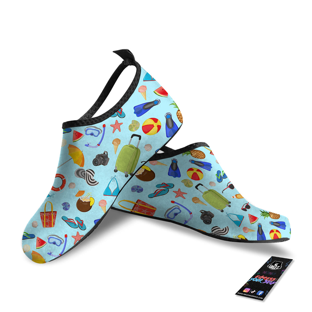 Summer Vacation Travel Print Pattern Water Shoes-grizzshop