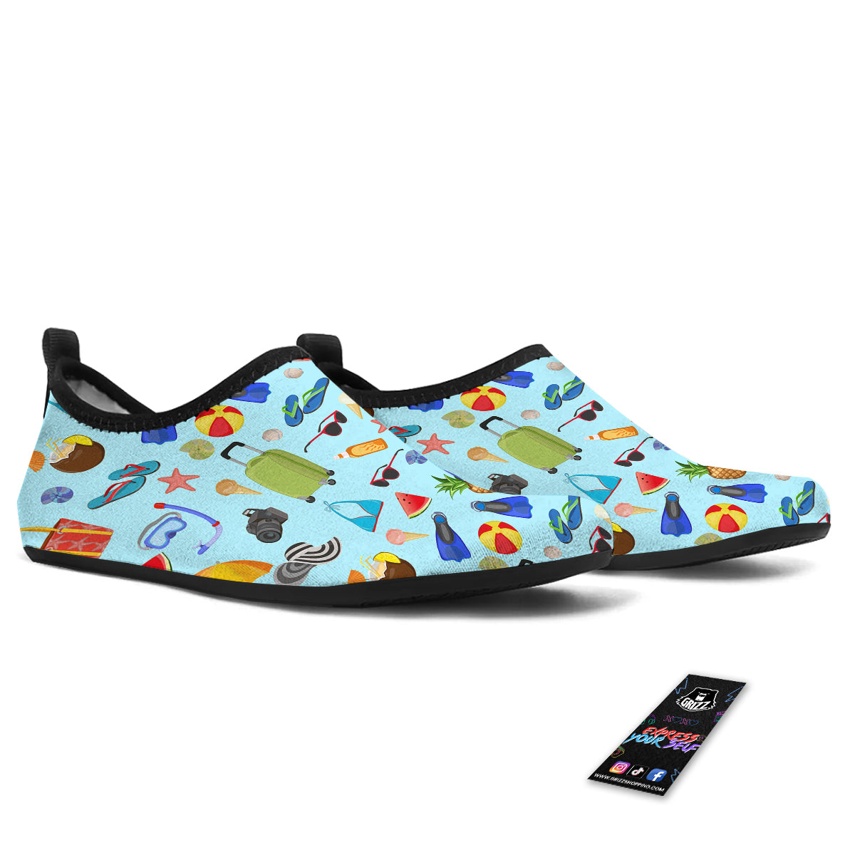 Summer Vacation Travel Print Pattern Water Shoes-grizzshop