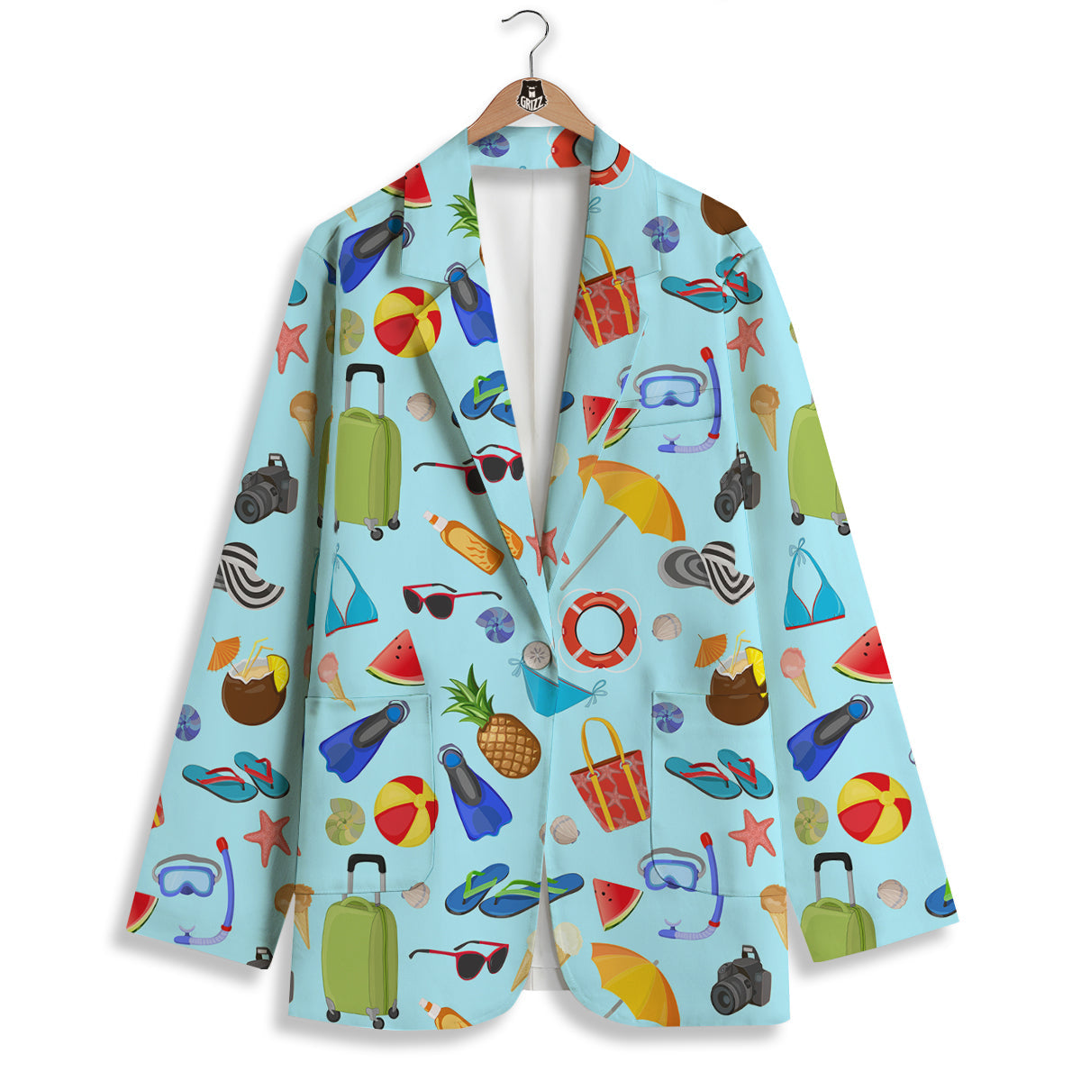 Summer Vacation Travel Print Pattern Women's Blazer-grizzshop