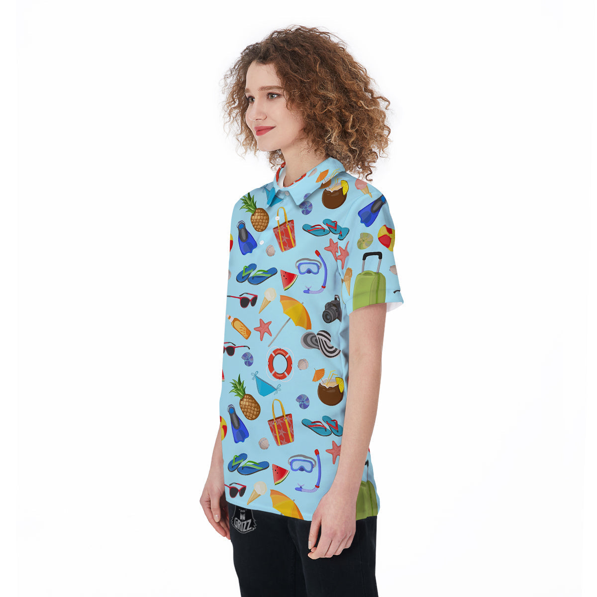 Summer Vacation Travel Print Pattern Women's Golf Shirts-grizzshop