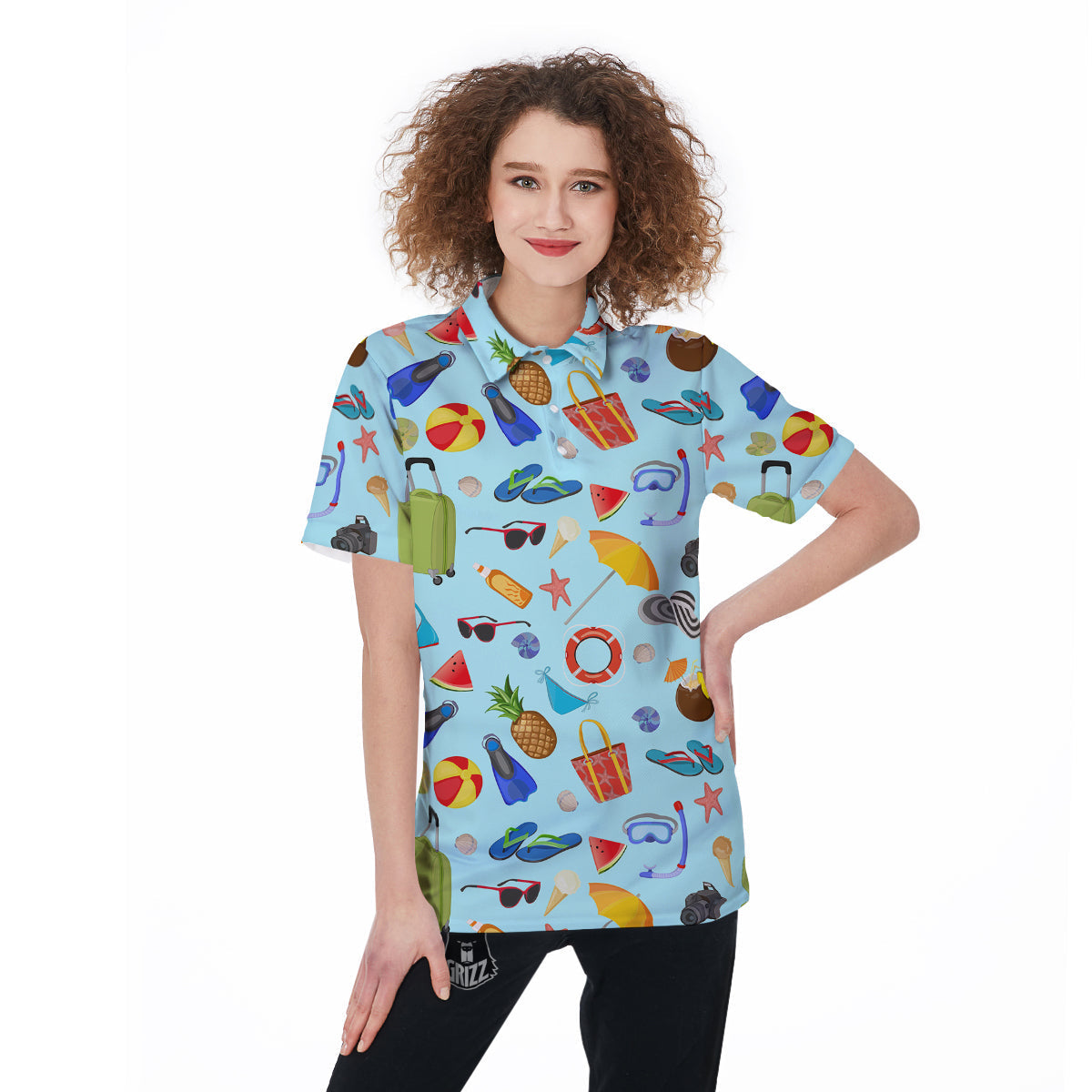 Summer Vacation Travel Print Pattern Women's Golf Shirts-grizzshop