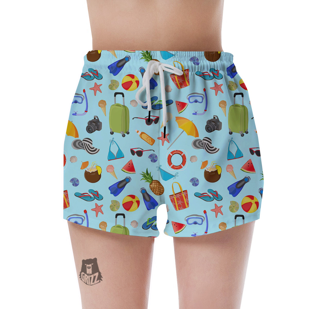 Summer Vacation Travel Print Pattern Women's Shorts-grizzshop
