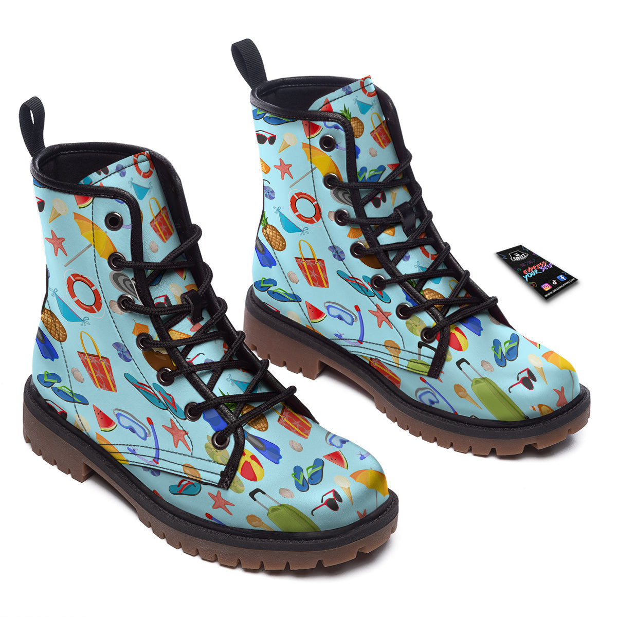 Summer Vacation Travel Print Pattern Work Boots-grizzshop