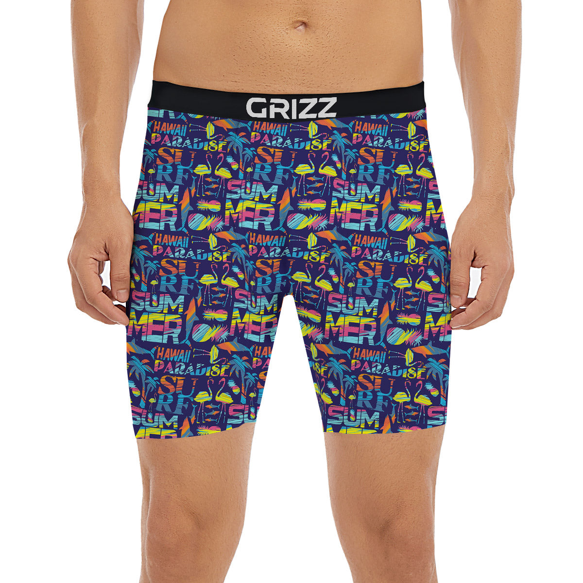 Summer Surfing Colorful Print Pattern Boxer Briefs