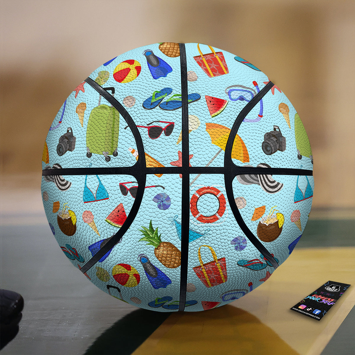 Summer Vacation Travel Print Pattern Basketball