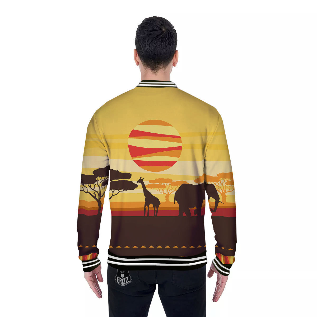 Sun African Print Baseball Jacket-grizzshop