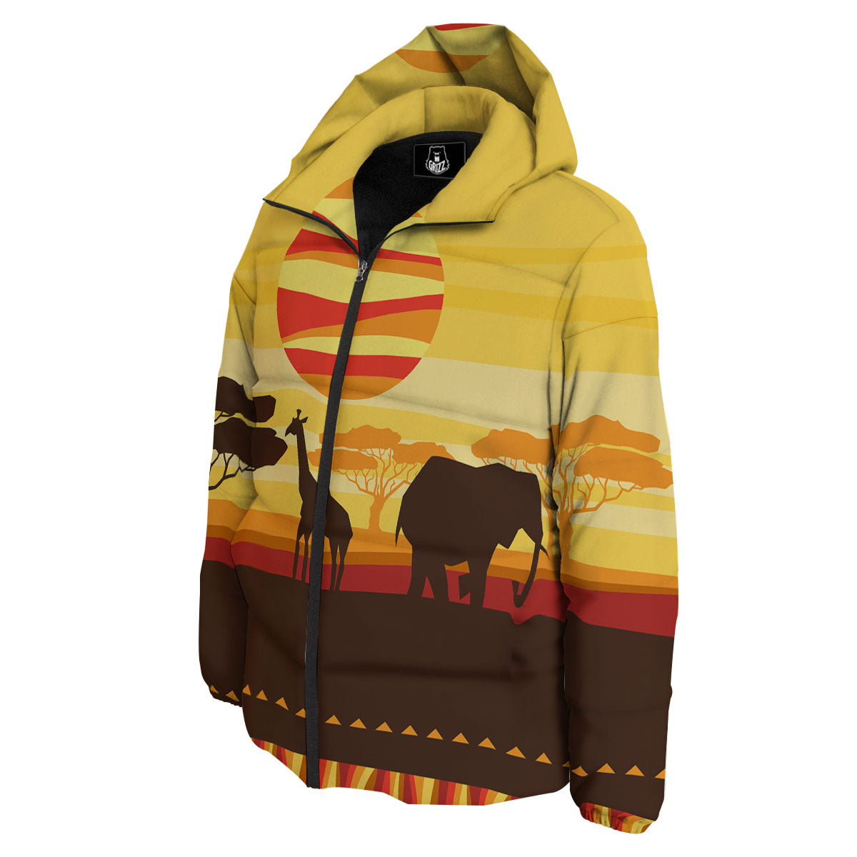 Sun African Print Down Jacket-grizzshop