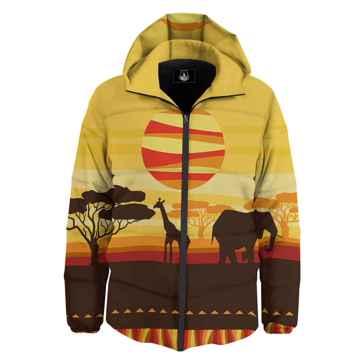 Sun African Print Down Jacket-grizzshop