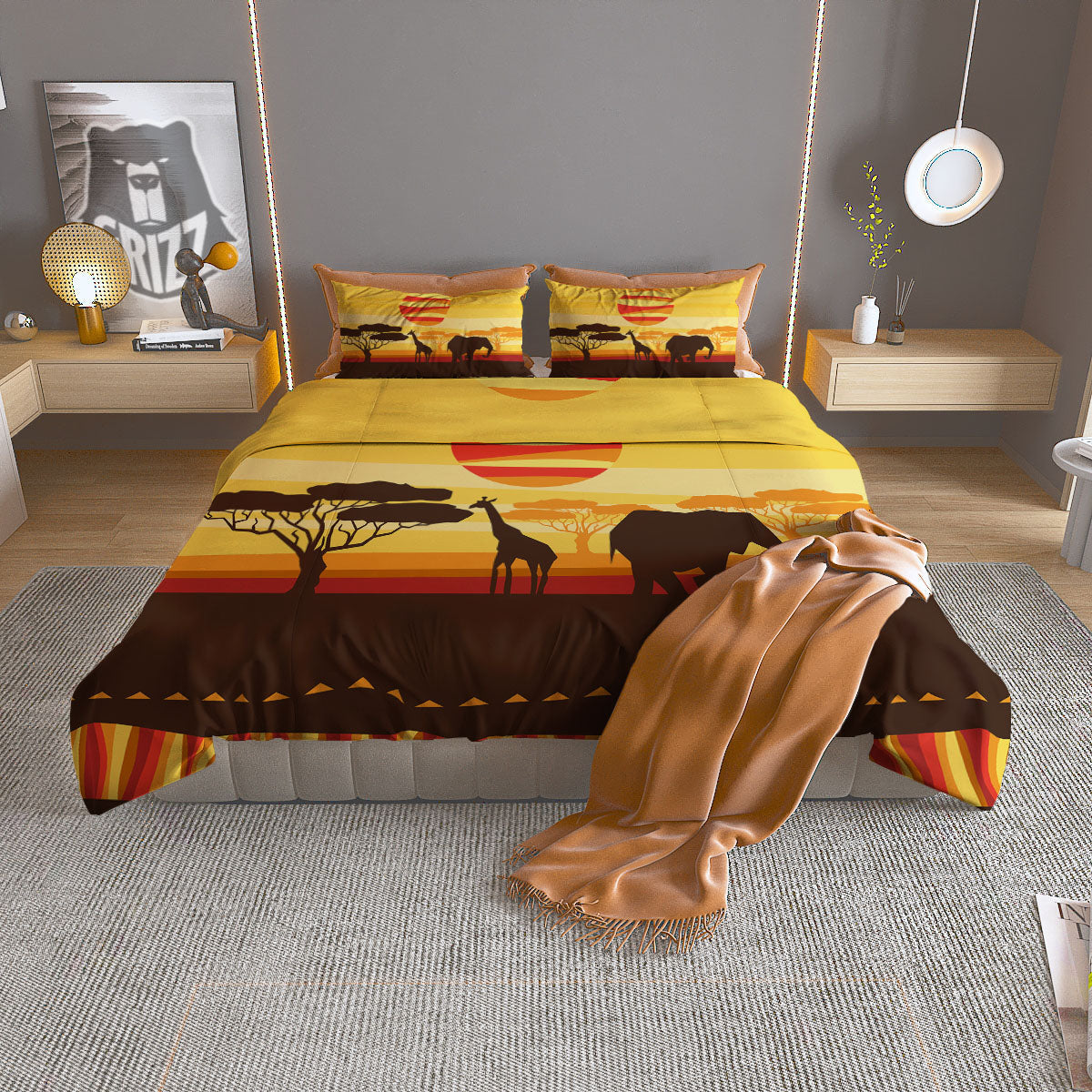 Sun African Print Duvet Cover Bedding Set