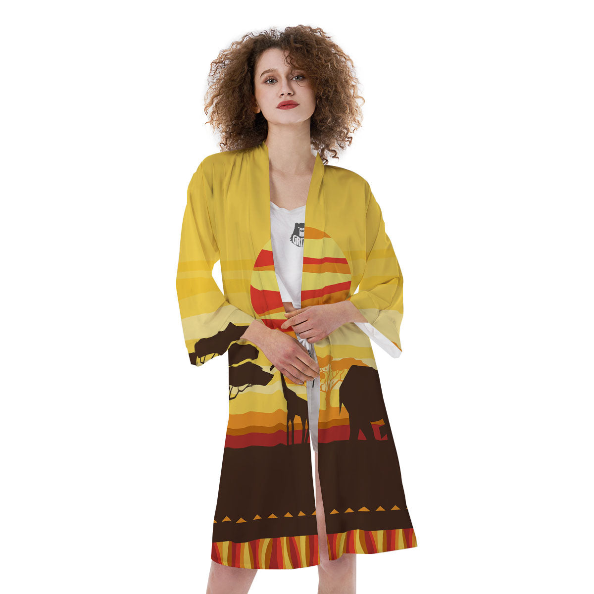 Sun African Print Kimono-grizzshop