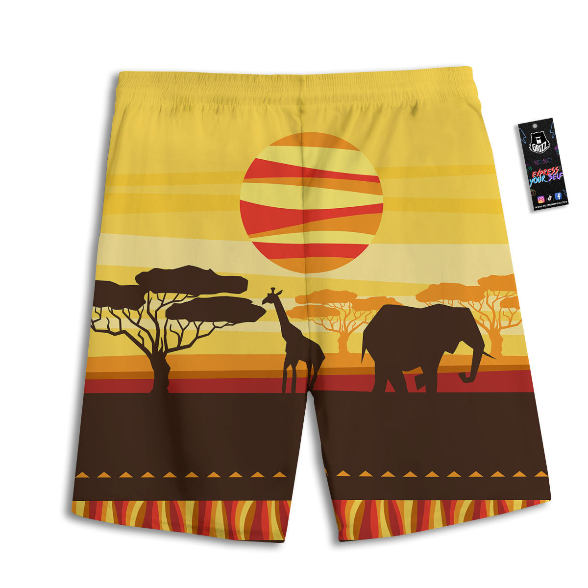 Sun African Print Men's Athletic Shorts