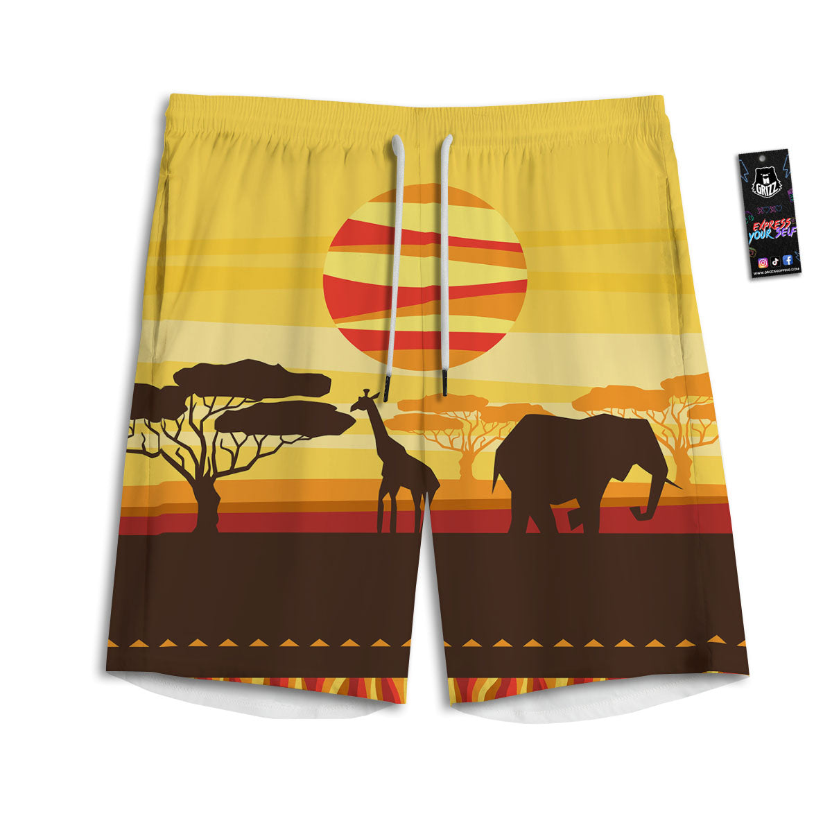 Sun African Print Men's Athletic Shorts