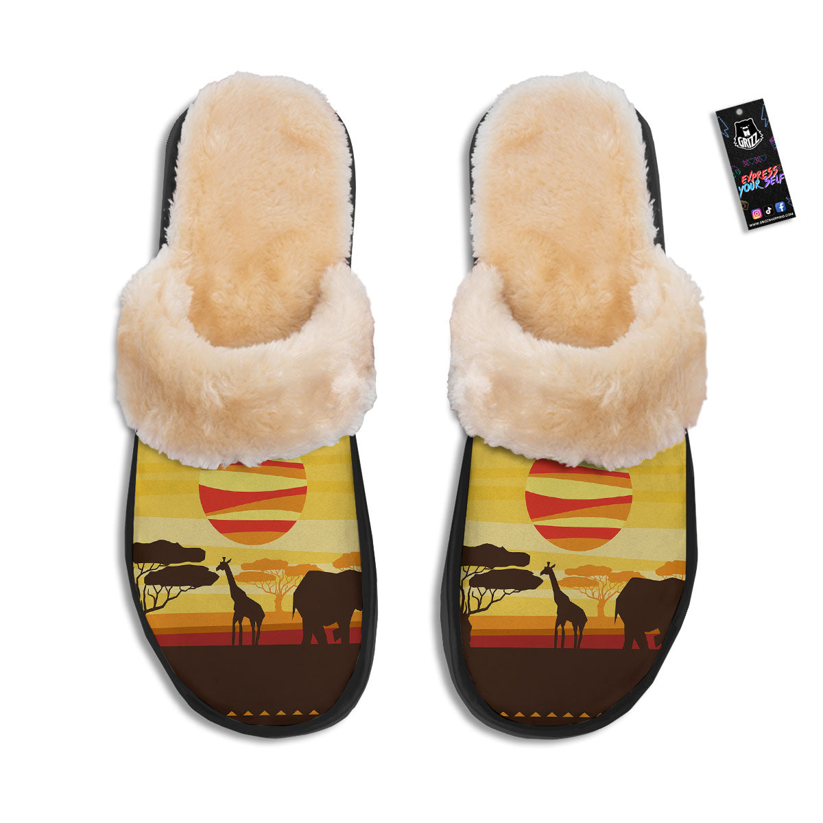 Sun African Print Slippers-grizzshop