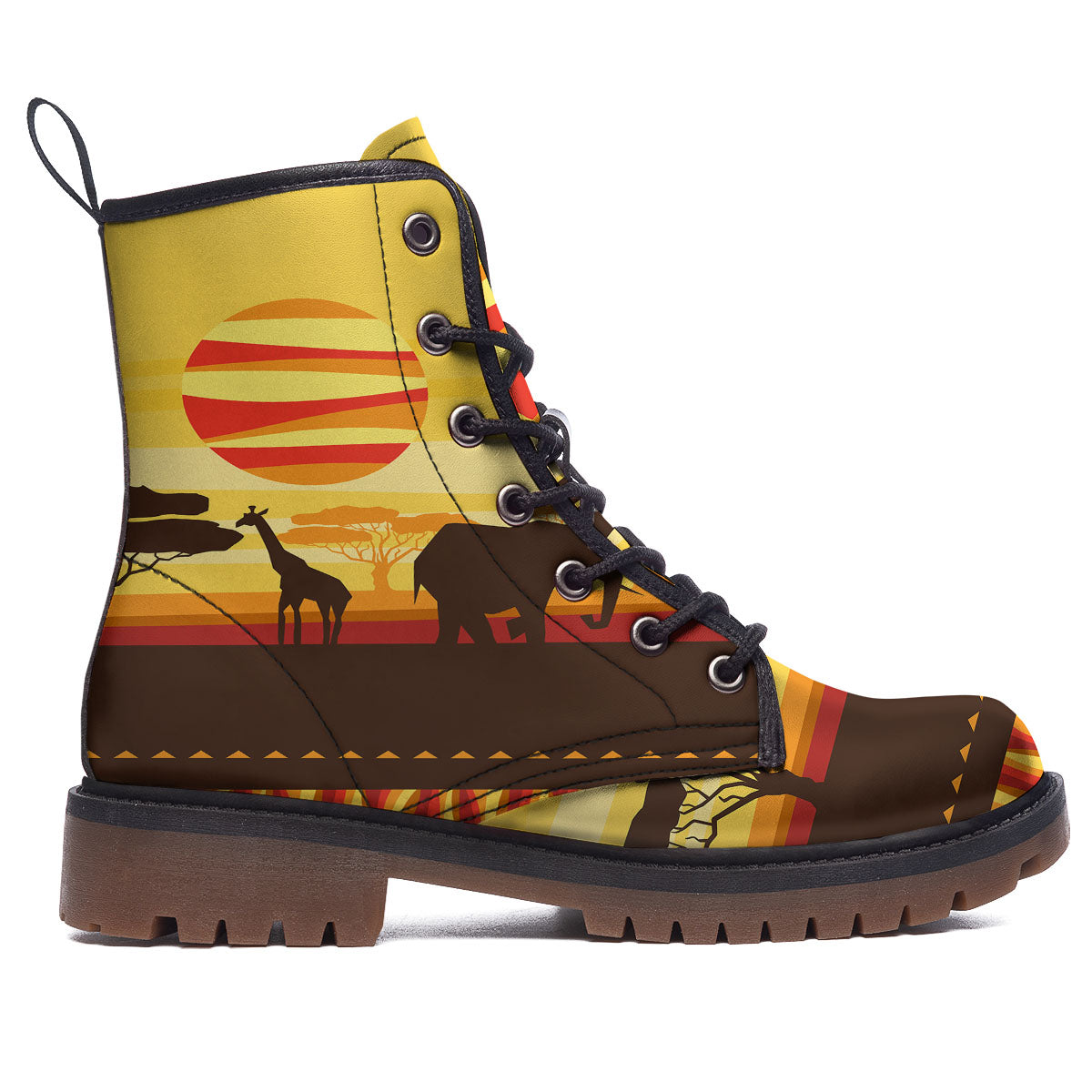 Sun African Print Work Boots-grizzshop
