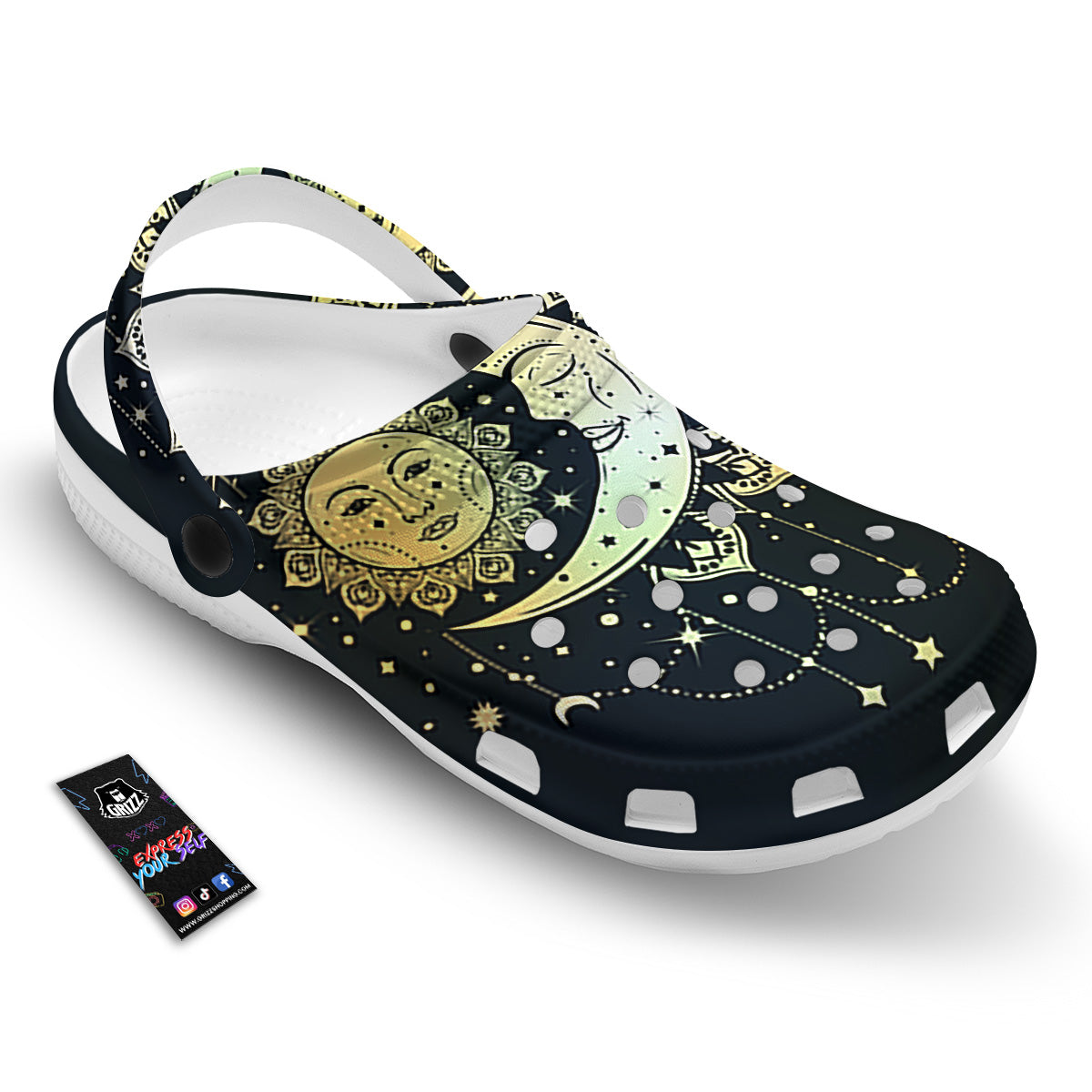 Sun And Bohemian Moon Print Clog-grizzshop