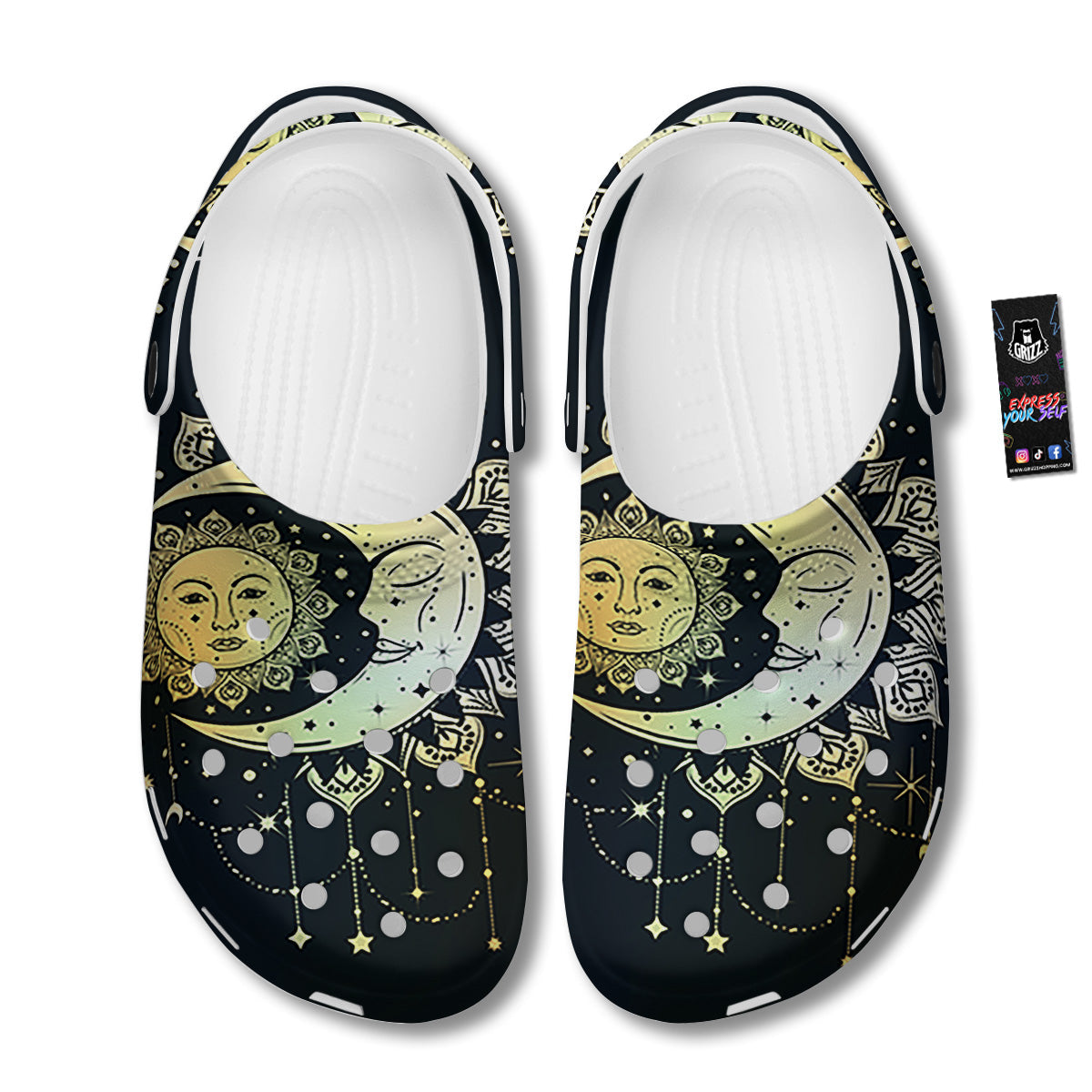 Sun And Bohemian Moon Print Clog-grizzshop