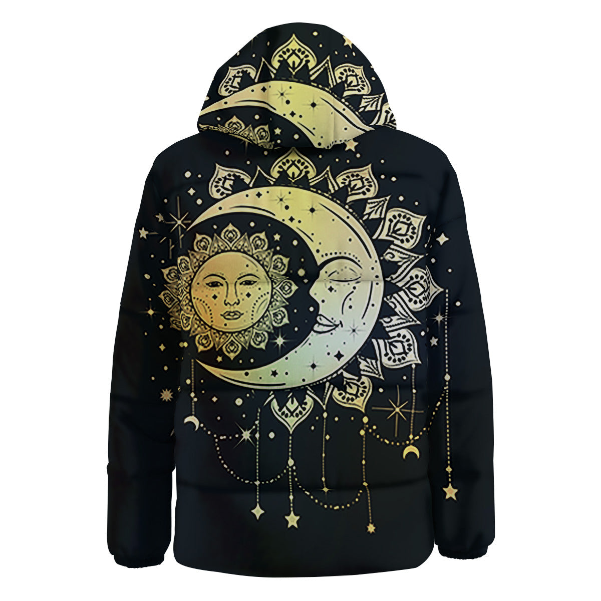 Sun And Bohemian Moon Print Down Jacket-grizzshop