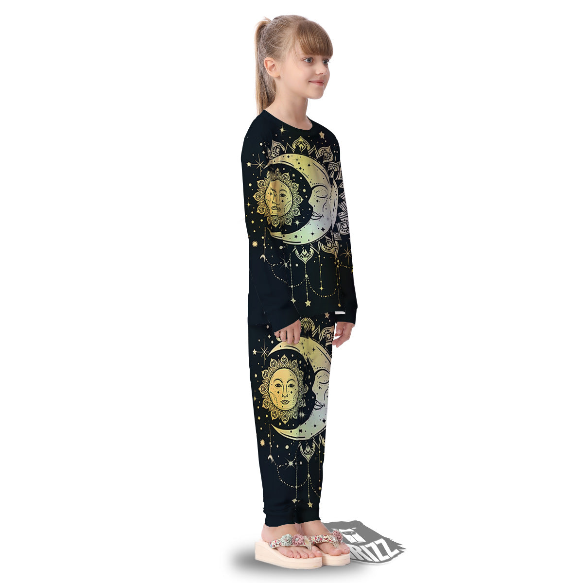 Sun And Bohemian Moon Print Kid's Pajamas-grizzshop