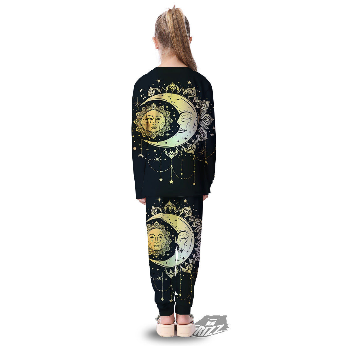 Sun And Bohemian Moon Print Kid's Pajamas-grizzshop