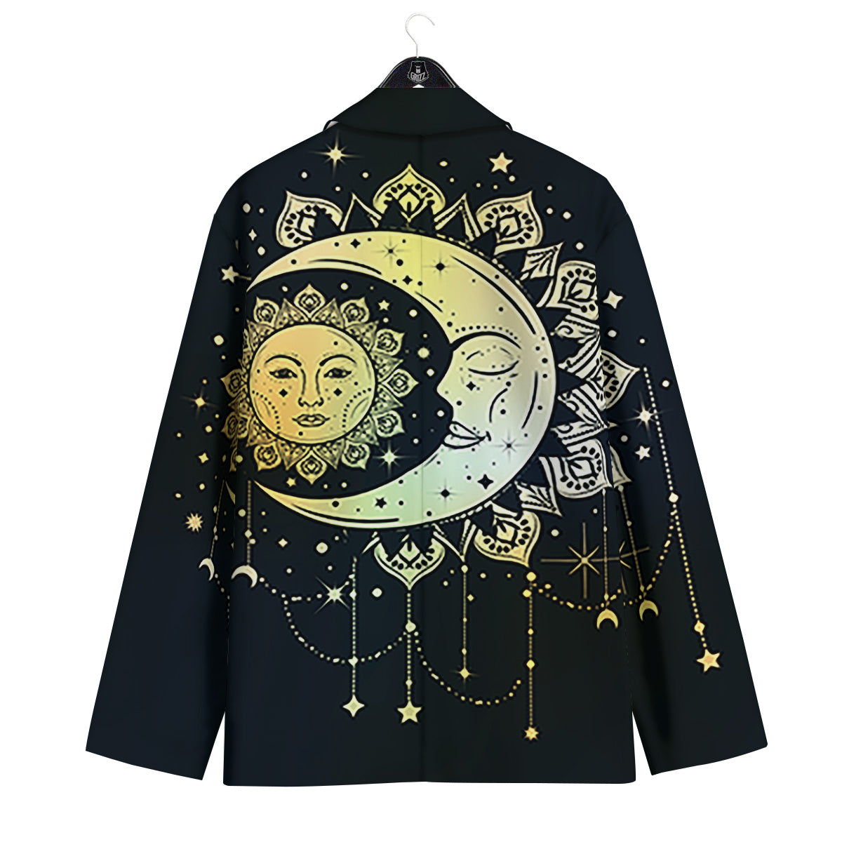 Sun And Bohemian Moon Print Men's Sport Coat-grizzshop