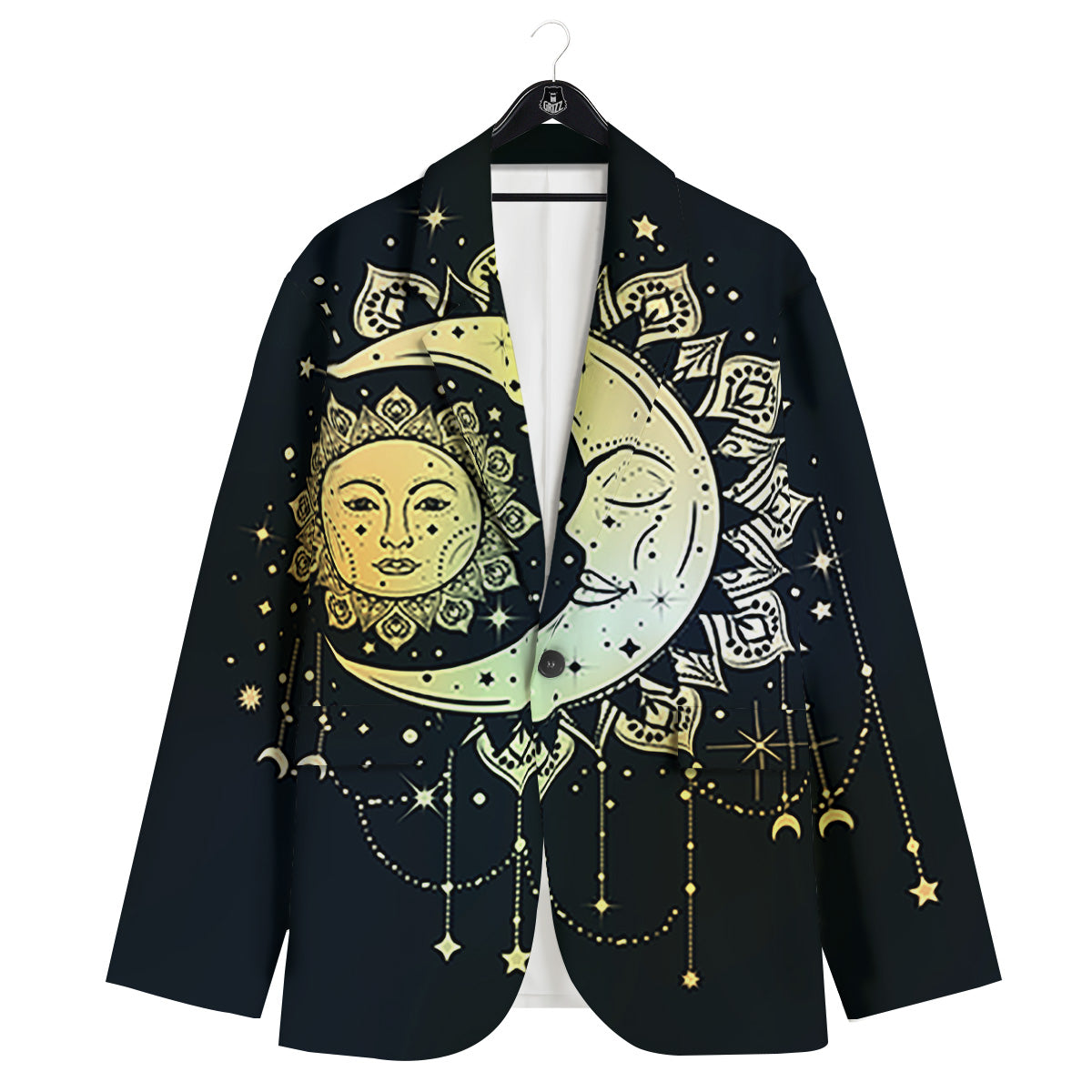 Sun And Bohemian Moon Print Men's Sport Coat-grizzshop