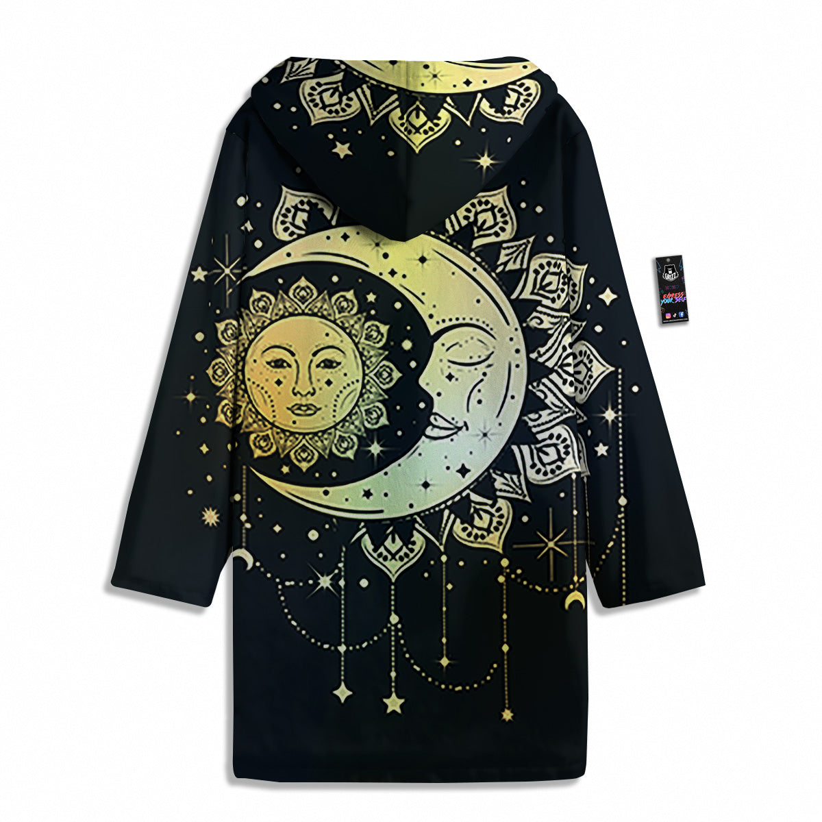 Sun And Bohemian Moon Print Men's Windbreaker Jacket-grizzshop