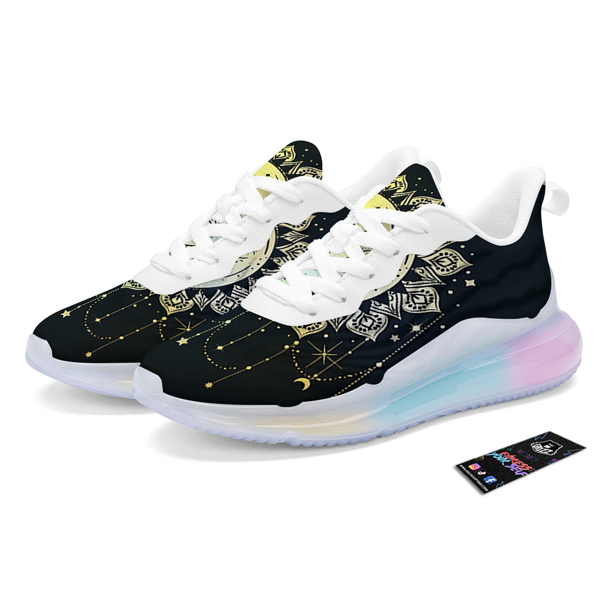 Sun And Bohemian Moon Print Running Sneakers-grizzshop