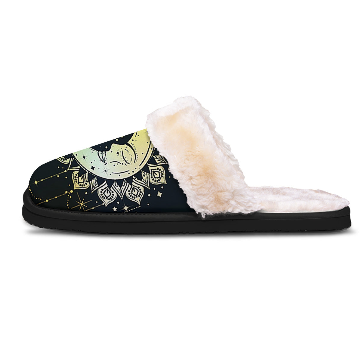 Sun And Bohemian Moon Print Slippers-grizzshop