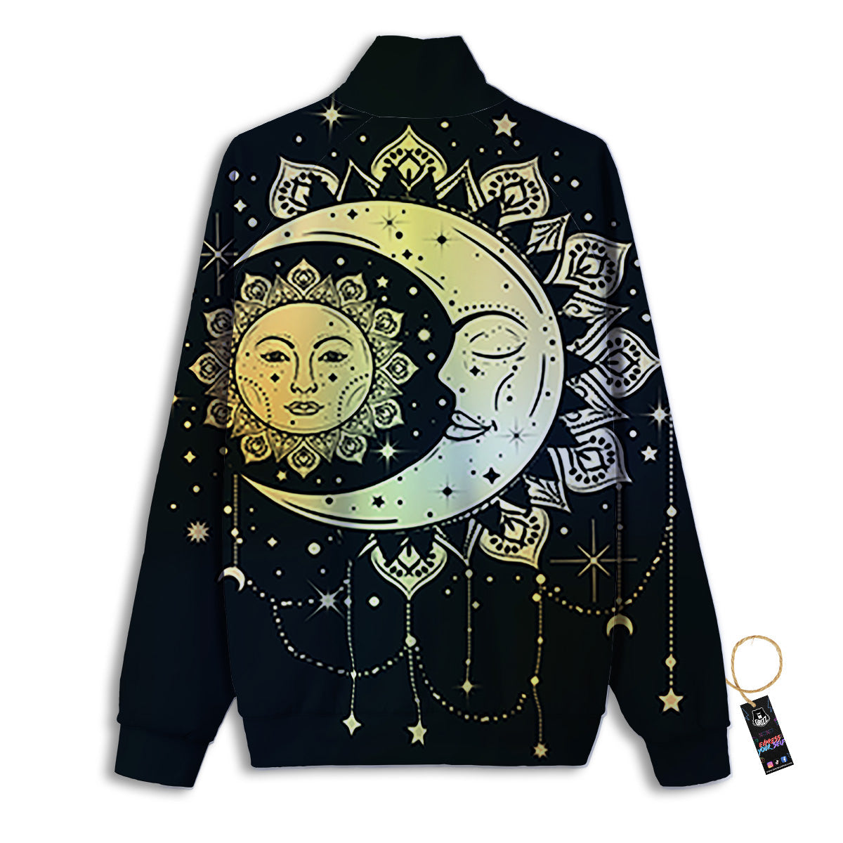 Sun And Bohemian Moon Print Track Jacket-grizzshop