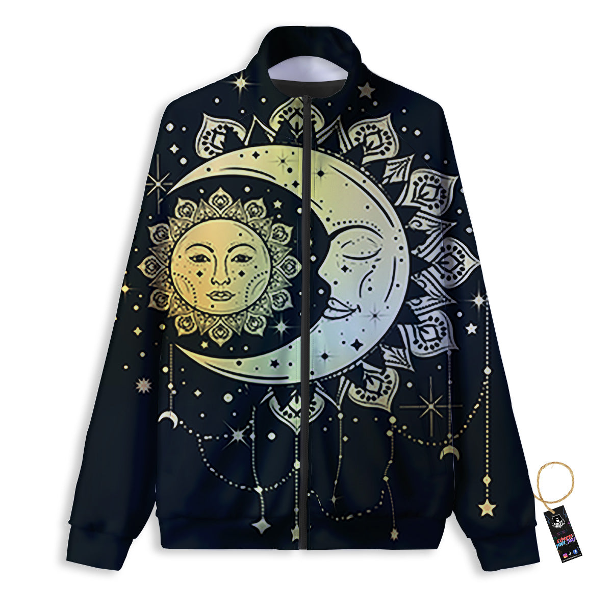 Sun And Bohemian Moon Print Track Jacket-grizzshop