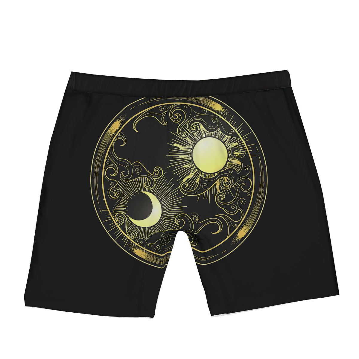 Sun And Gold Moon Print Boxer Briefs-grizzshop