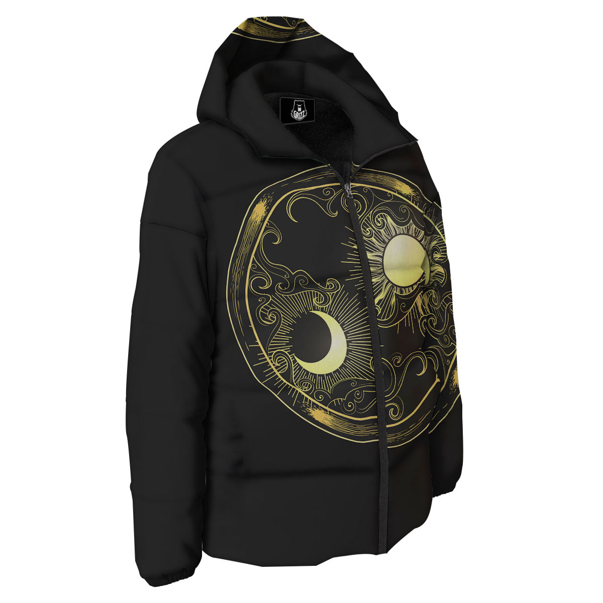Sun And Gold Moon Print Down Jacket-grizzshop