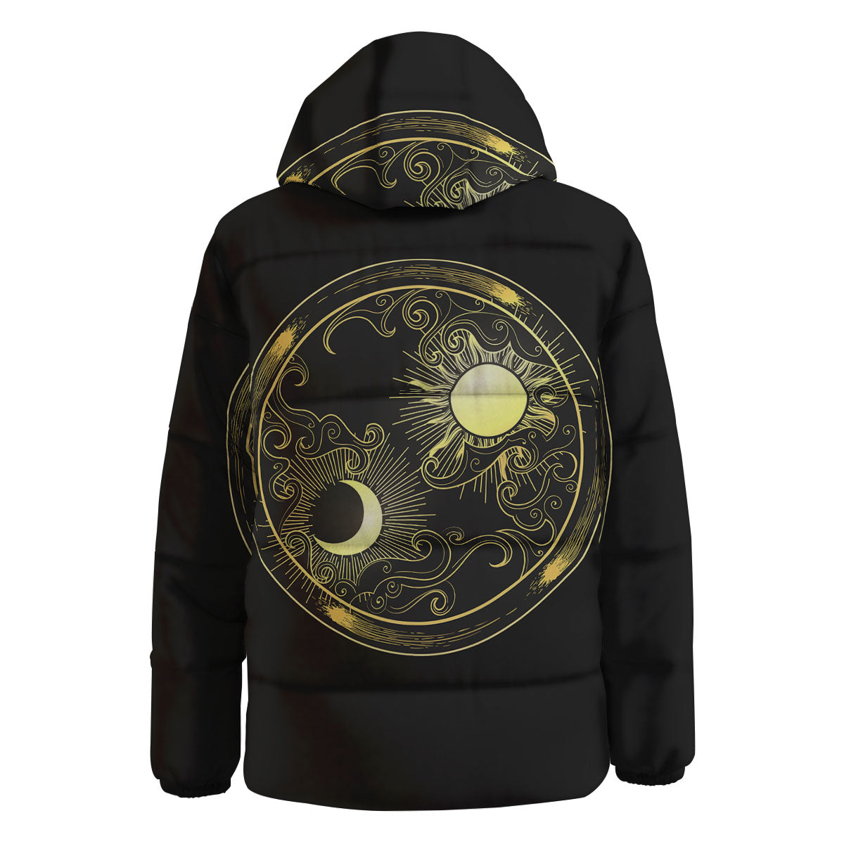 Sun And Gold Moon Print Down Jacket-grizzshop