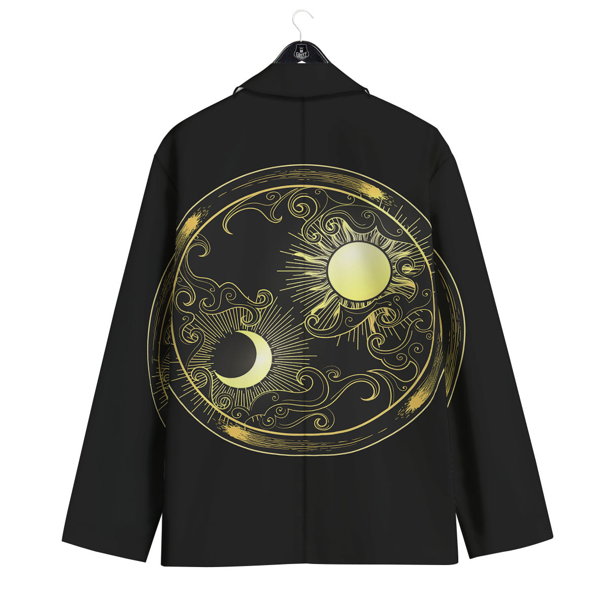 Sun And Gold Moon Print Men's Sport Coat-grizzshop
