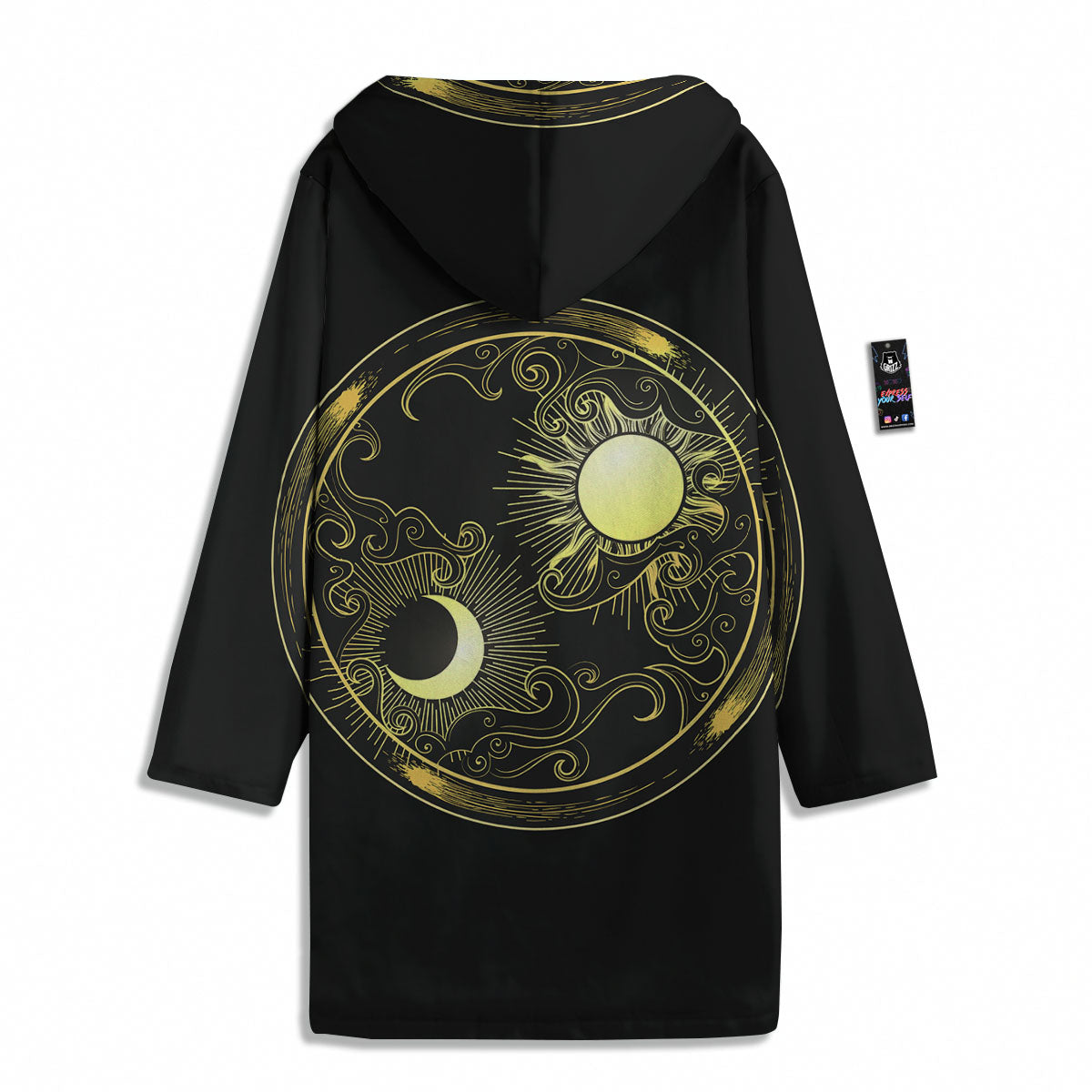 Sun And Gold Moon Print Men's Windbreaker Jacket-grizzshop