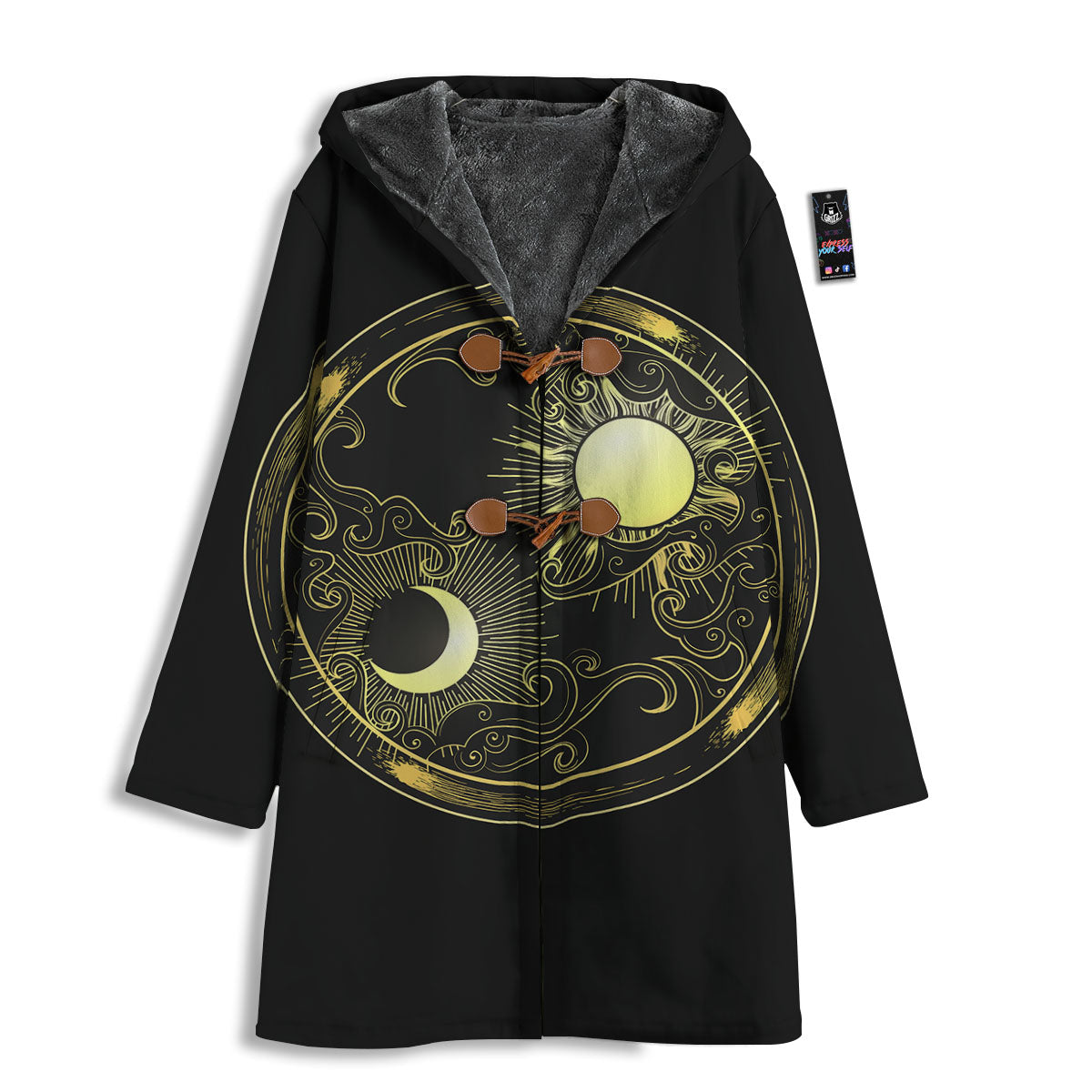 Sun And Gold Moon Print Men's Windbreaker Jacket-grizzshop