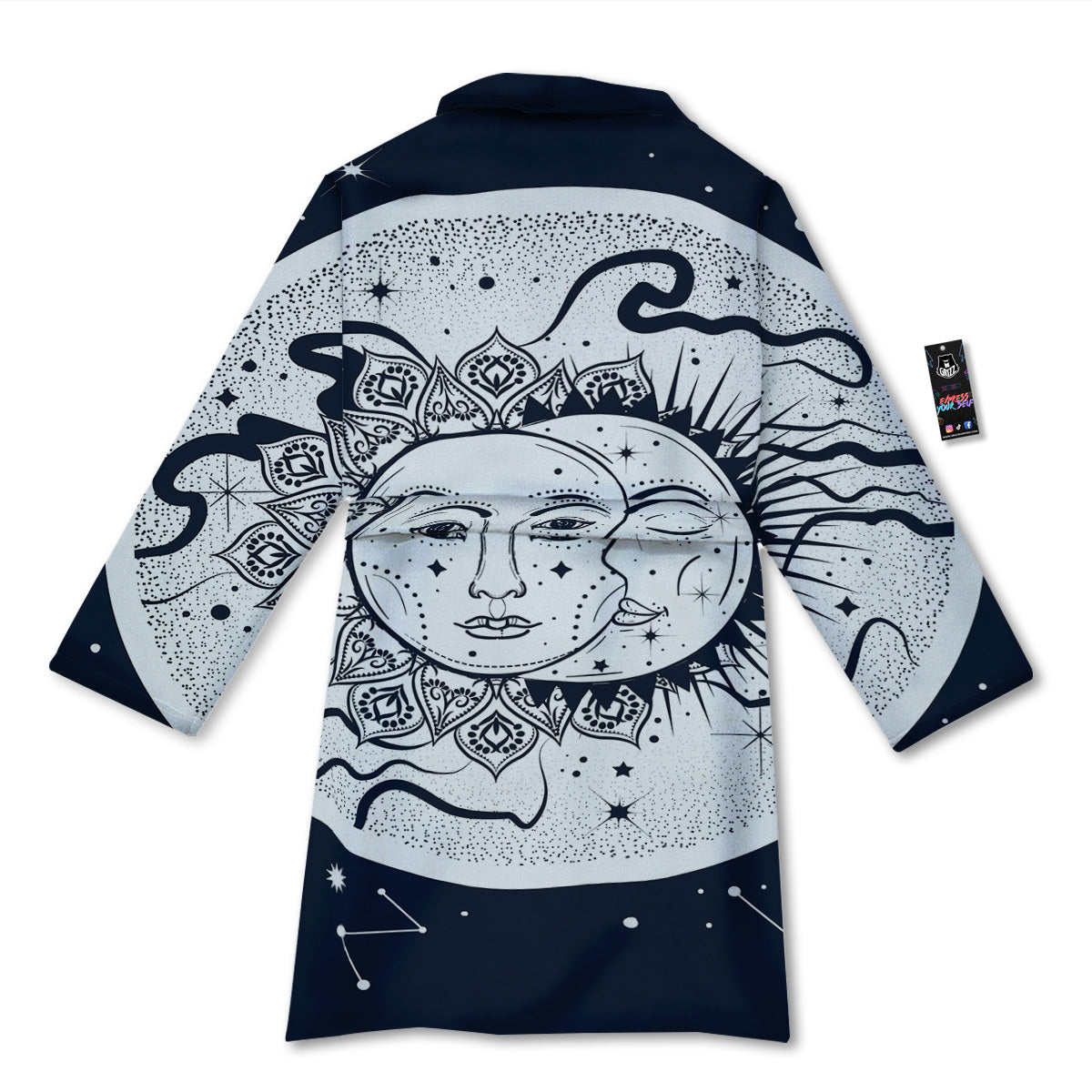 Sun And Moon Bohemian Celestial Print Bathrobe-grizzshop