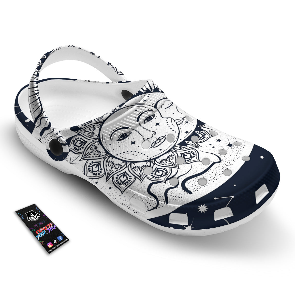 Sun And Moon Bohemian Celestial Print Clog-grizzshop