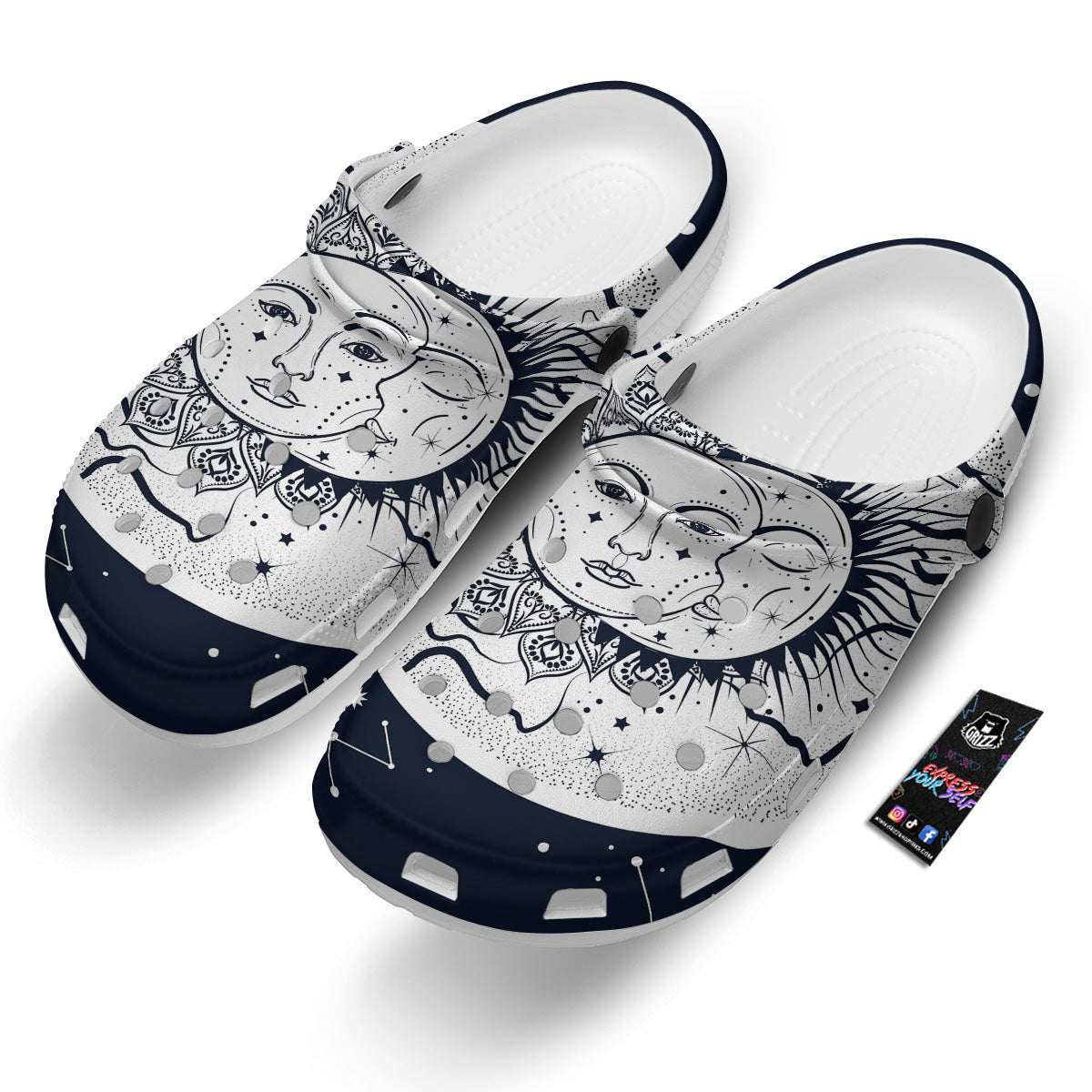 Sun And Moon Bohemian Celestial Print Clog-grizzshop