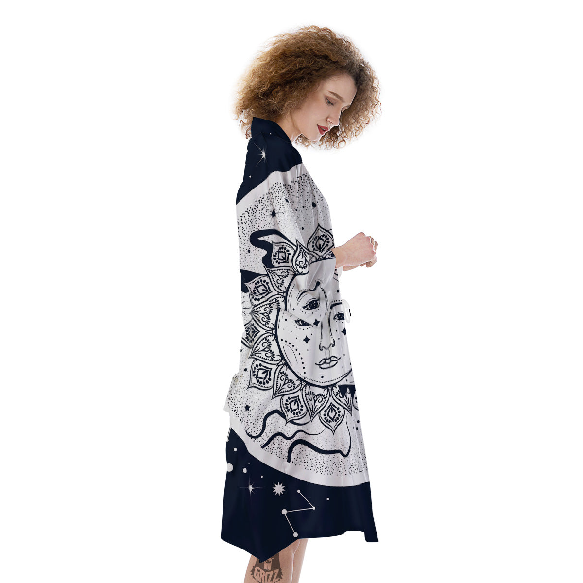 Sun And Moon Bohemian Celestial Print Kimono-grizzshop