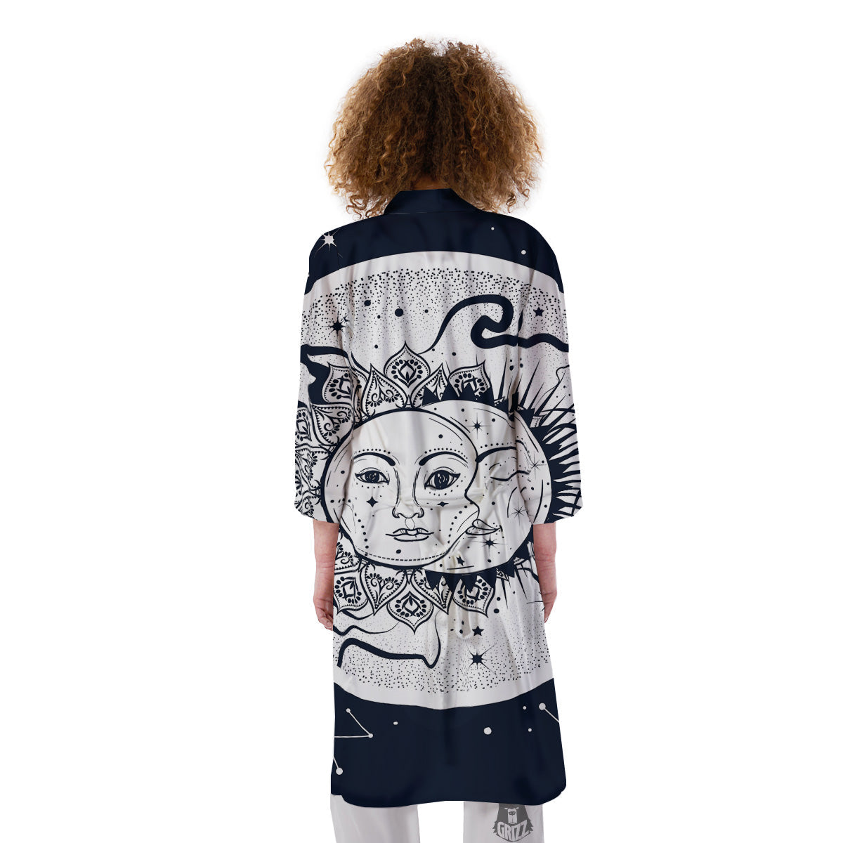 Sun And Moon Bohemian Celestial Print Kimono-grizzshop